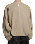 Waffle Henley Long Sleeves Beige