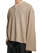 Waffle Henley Long Sleeves Beige