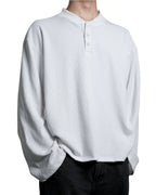 Waffle Henley Long Sleeves White