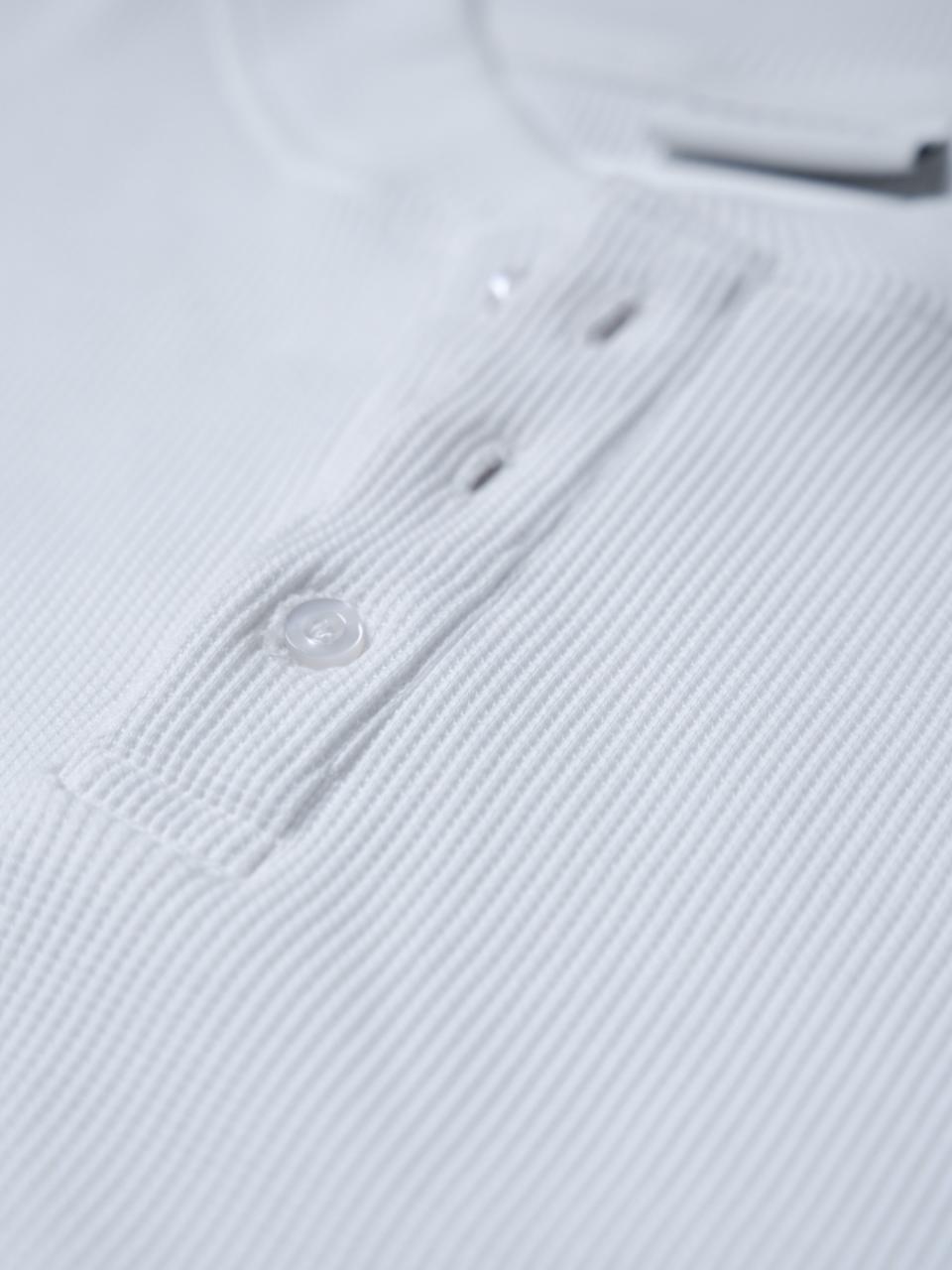 Waffle Henley Long Sleeves White