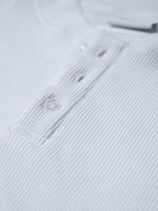 Waffle Henley Long Sleeves White