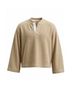 Waffle Henley Long Sleeves Beige
