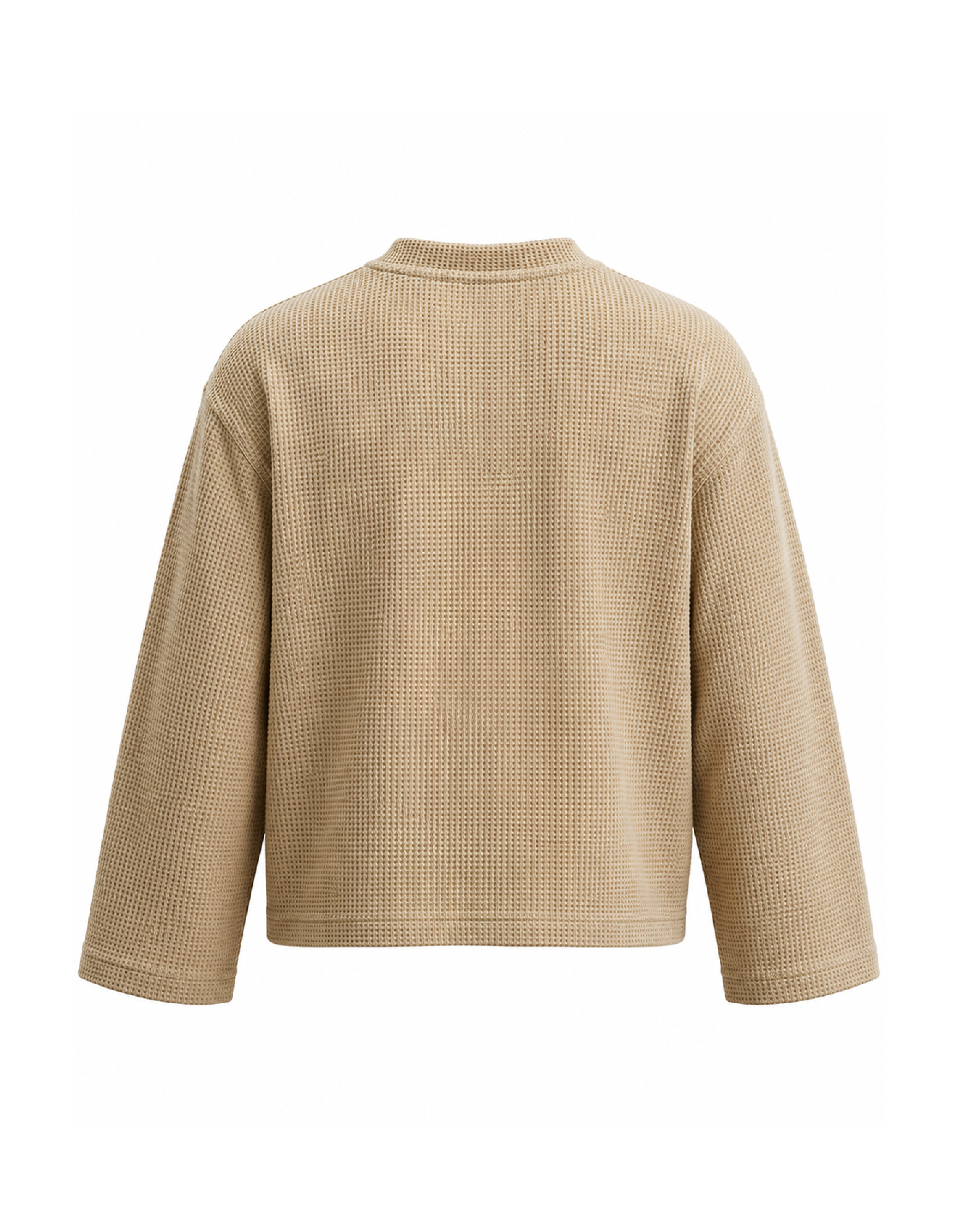 Waffle Henley Long Sleeves Beige