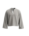 Waffle Henley Long Sleeves Grey/White Doted