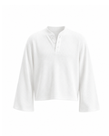 Waffle Henley Long Sleeves White