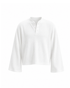 Waffle Henley Long Sleeves White