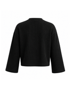 Waffle Wide Sleeve Henley Black